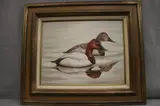 Marie Conway, Two Canvasback Ducks, Oil on masonite