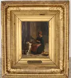 Paul Friedrich Meyerheim, The Little Potato Peeler, Oil on board