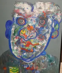 Robert Beauchamp, "Man in blue", 1988, Oil on canvas