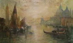 Lucien Whiting Powell, Venetian Canal Scene, Oil on canvas
