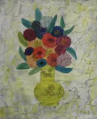 Henri Maik, Bouquet of Autumn Flowers in a Vase, 1965, Oil on canvas