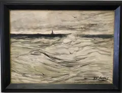 Hooge Zee (High Sea) by Hendrik Willem Mesdag, Charcoal and watercolour on paper, offered Oct 2025