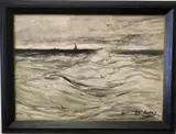 Hendrik Willem Mesdag, Hooge Zee (High Sea), Charcoal and watercolour on paper