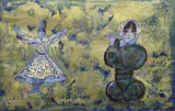 Nasser Ovissi, Whirling Dervish Dancers, Mixed media on paper
