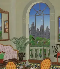Thomas McKnight, Fifth Avenue Teatime, Serigraph from the 1984 "Manhattan Suite" series