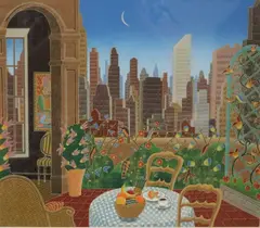 Thomas McKnight, Beekman Place Penthouse, Serigraph from the 1984 "Manhattan Suite" series