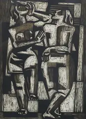 Charles F. Quest, "Cubist figures", Lithograph on paper