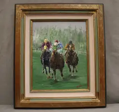 Horse Race by Giuseppe Fryda, Oil on canvas-signed lower right, sold Oct 2025