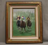 Giuseppe Fryda, Horse Race, Oil on canvas-signed lower right