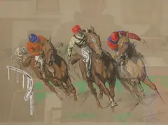Eugene Peachaubes, The Horse Races, Limited edition lithograph number 168