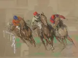Eugene Peachaubes, The Horse Races, Limited edition lithograph number 168