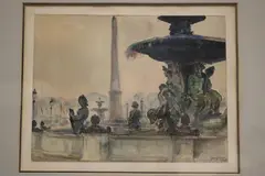Fernand Guignier, La Fontaine de la Place de la Concorde, 1948 a Fontaine de la Place de la Concorde, Watercolor