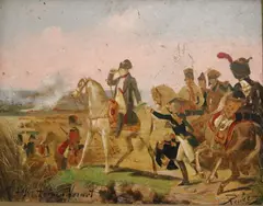 Horace Vernet, Emperor Napoleon I and his Staff on Horseback, Oil on canvas after the work of Horace Vernet (French, 1789-1863)
