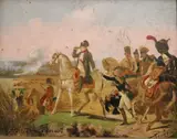 Horace Vernet, Emperor Napoleon I and his Staff on Horseback, Oil on canvas after the work of Horace Vernet (French, 1789-1863)