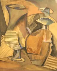 Juan Gris, Still life with a Bottle and Glass, Watercolor on paper