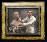 French School, A Sculptor at work, Oil on board