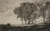 Jean-Baptiste Camille Corot, Italian Landscape (Paysage d'Italie), circa 1866, Etching on laid paper with Cadart & Luquet (publisher) stamp