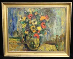 Richard Bellias, Vibrant Bouquet of Flowers in a Vase, Oil on canvas