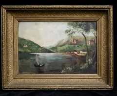 Continental School, Fishermen heading home, Oil on canvas