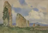 Filippo Anivitti, Landscape with Roman ruins and grazing flock of sheep