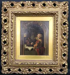 Gerrit Dou, The Violin Player, Late 19th century oil on board painting