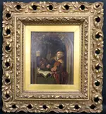 Gerrit Dou, The Violin Player, Late 19th century oil on board painting