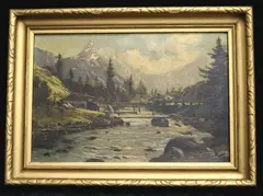 Austrian School, Mill on the Loisach River, near Ehrwald, Oil on canvas