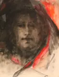 Eastern European School, Portrait of an elderly woman, Mixed media on paper