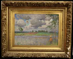 Russian School, Young Fisherman, Oil on canvas