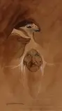 Bert Seabourn, Eagle with Figure, Watercolor on paper