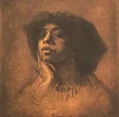 Edgar Chahine, Femme en buste: Portrait d'Aicha, circa 1903, Ink signed at base
