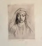 Jean-Léon Gérôme, Tete de Negresse du Hedjaz (Head of a Negress of Hejaz), circa 1860, Etching inscribed in plate: (upper left) "Negresse/ du/ Hedj[az]/ … [possibly poorly inscribed Arabic for "slave from"?]; titled at base: FEMME FELLAH