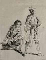 François Boucher, A Black Young Man Carrying a Tray, circa 1717-1728, Etching by Francois Boucher after the work by Antoine Watteau (French, 1684-1721)