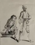 François Boucher, A Black Young Man Carrying a Tray, circa 1717-1728, Etching by Francois Boucher after the work by Antoine Watteau (French, 1684-1721)