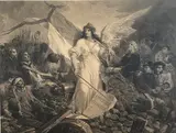French School, Allegory of the French Republic, Lithograph after the work of French artist Celestin Nanteuil (1813-1973) likely published in (circa) 1848 by Goupil Vibert et Cie; it was included in an album of 59 lithographs illustrating the French Revolution