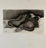 Pierre Dubreuil, Les Deux Négrettes (The two Black girls), Pencil titled and signed at base