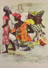 Hans Erni, Markt von Dakar (Market of Dakar), circa 1951, Pencil numbered and signed at base