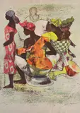 Hans Erni, Markt von Dakar (Market of Dakar), circa 1951, Pencil numbered and signed at base
