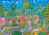 Reginald Alaby, Haitian Marketplace in the Hills, Oil on canvas