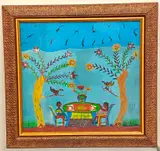 Gerard Paul, Couple Sharing a Meal, circa 1960's, Mixed media on paper