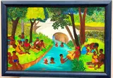 Dieudonne Pluviose, River Scene, circa 1970's, Oil on board