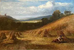 John Linnell, The Valley of Aylesbury with a Harvest Field, Oil on canvas