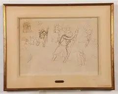 Edgar Degas, Studies for a Saint Christopher Carrying Christ and the artist's hand, circa 1860, Ink and graphite on paper