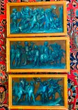 Northern Continental School, Trompe l'Oeil Bronze Reliefs of Putti Bacchanales and Putti Fighting, Oil on canvas.Set of three individually
