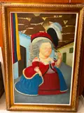 Bernard Cris, Marie Antoinette on a Visit to Medellin, Oil on canvas in Fernando Botero's voluminous style