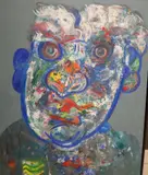 Robert Beauchamp, "Man in blue", 1988, Oil on canvas