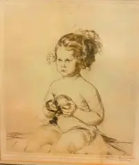 Drian, Portrait of a Child, Pencil signed lower rigth hand