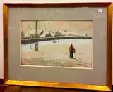 American School, Winter Landscape, Watercolor on paper