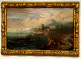 Italian School, A Sea Port with Fishermen, Oil on canvas