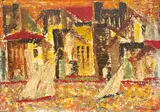 American School, Dynamic and Abstracted Coastal View, Oil on canvas